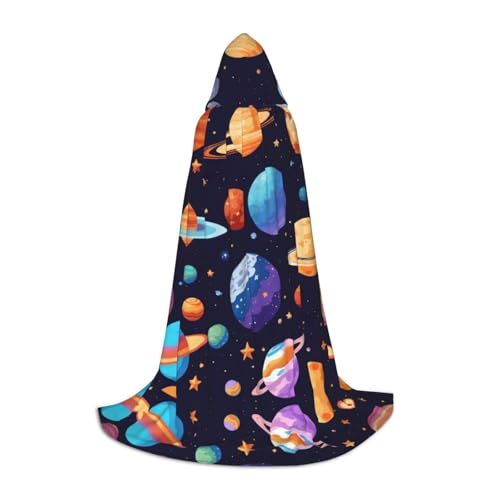 SKKNT Kapuzenumhang mit Planetenmuster, Unisex, verschiedene Zauberer-Robe, Halloween, Cosplay und Karneval, Gothic von SKKNT