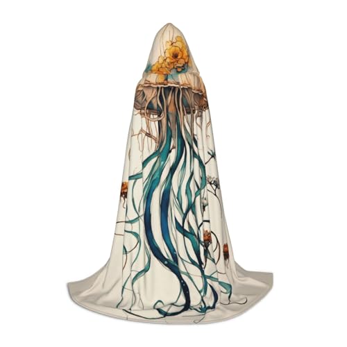 SKKNT Kapuzenumhang mit Quallenmuster, Unisex, verschiedene Zauberer-Robe, Halloween, Cosplay und Karneval, Gothic von SKKNT