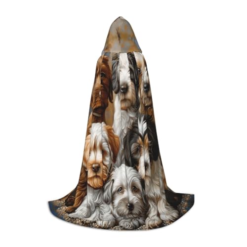 SKKNT Kapuzenumhang mit Welpen-Motiv, Unisex, verschiedene Zauberer-Robe, Halloween, Cosplay und Karneval, Gothic von SKKNT