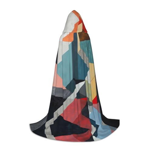 SKKNT Kapuzenumhang mit abstraktem geometrischem Druck, Unisex, verschiedene Zauberer-Robe, Halloween, Cosplay und Karneval, Gothic von SKKNT