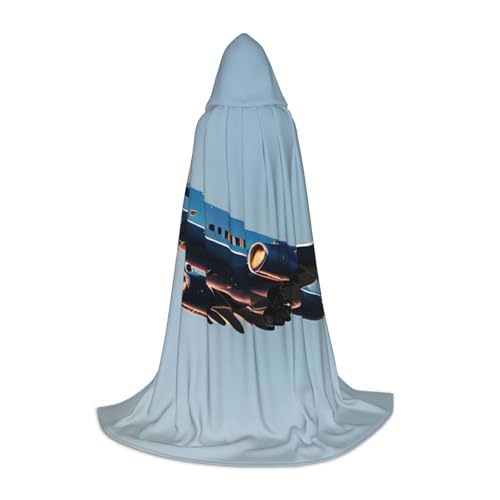 SKKNT Kapuzenumhang mit fliegendem Flugzeug, Unisex, verschiedene Zauberer-Robe, Halloween, Cosplay und Karneval, Gothic von SKKNT