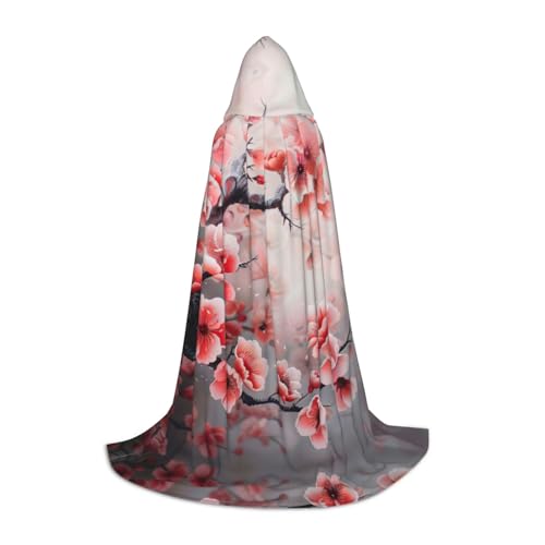 SKKNT Kapuzenumhang mit japanischem Kirschblumen-Aufdruck, Unisex, verschiedene Zauberer-Robe, Halloween, Cosplay und Karneval, Gothic von SKKNT