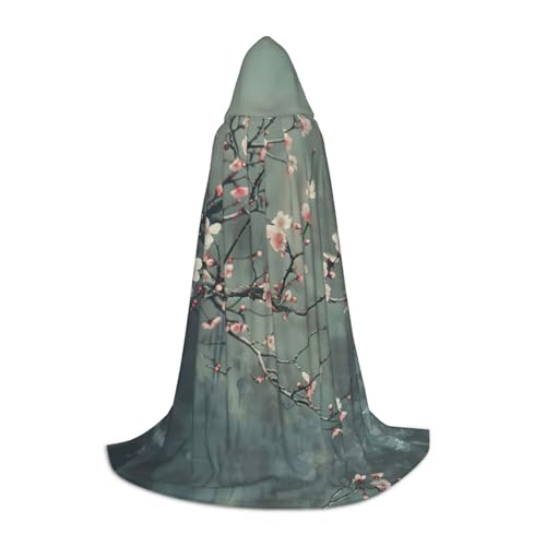 SKKNT Kapuzenumhang mit japanischem Kirschblumen-Aufdruck, Unisex, verschiedene Zauberer-Robe, Halloween, Cosplay und Karneval, Gothic von SKKNT