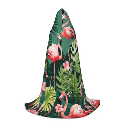 SKKNT Kapuzenumhang mit pinkem Flamingo-Druck, Unisex, verschiedene Zauberer-Robe, Halloween, Cosplay und Karneval, Gothic von SKKNT