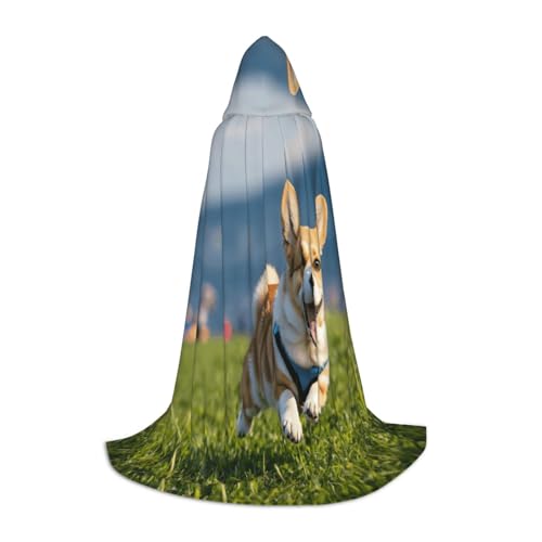 SKKNT Kapuzenumhang mit süßem Corgi-Druck, Unisex, verschiedene Zauberer-Robe, Halloween, Cosplay und Karneval, Gothic von SKKNT