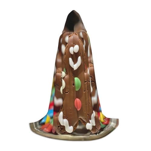 SKKNT Lebkuchenmann, Süßigkeiten-Druck, Kapuzenumhang, Unisex, verschiedene Zauberer-Robe, Halloween, Cosplay und Karneval, Gothic von SKKNT