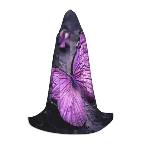 SKKNT Lila Schmetterling Druck Kapuzenumhang Unisex Variety Zauberer Robe Halloween Cosplay und Karneval Gothic von SKKNT