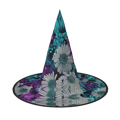 SKKNT Lila und Blaugrün Blumendruck Kostüm Party Hut Karneval Halloween Hexenhut Faltbarer Hut für Themenveranstaltungen SKKNT Lila und Blaugrün Blumendruck Kostüm Party Hut Karneval Halloween Hexenhut Faltbarer Hut für Themenveranstaltungen von SKKNT