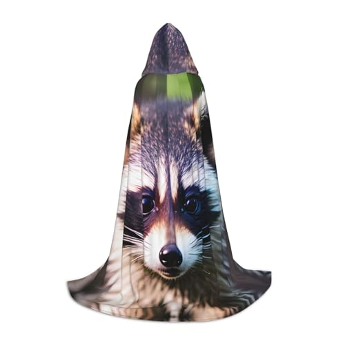 SKKNT Little Raccoon Face 1 Print Halloween Kapuzenumhang voller Länge Umhang mit Kapuze für Damen und Herren für Karneval SKKNT Little Raccoon Face 1 Print Halloween Kapuzenumhang voller Länge Umhang mit Kapuze für Damen und Herren für Karneval von SKKNT