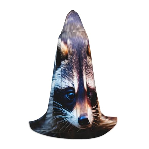 SKKNT Little Raccoon Face Print Halloween Hooded Cloak Full Length Cape With Hood For Men And Women For Carnival SKKNT Little Raccoon Face Print Halloween Hooded Cloak Full Length Cape With Hood For Men And Women For Carnival von SKKNT
