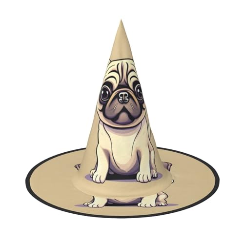 SKKNT Lustiger Cartoon-Mops-Welpen-Hunde-Kostüm, Partyhut, Karneval, Halloween, Hexenhut, faltbarer Hut für Themenveranstaltungen SKKNT Lustiger Cartoon-Mops-Welpen-Hunde-Kostüm, Partyhut, Karneval, Halloween, Hexenhut, faltbarer Hut für Themenveranstaltungen von SKKNT