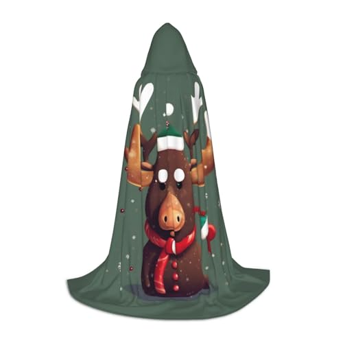 SKKNT Lustiger Weihnachtsumhang mit Elchkopf-Aufdruck, Halloween-Kapuzenumhang in voller Länge, Umhang mit Kapuze, für Damen und Herren, für Karneval SKKNT Lustiger Weihnachtsumhang mit Elchkopf-Aufdruck, Halloween-Kapuzenumhang in voller Länge, Umhang mit Kapuze, für Damen und Herren, für Karneval von SKKNT