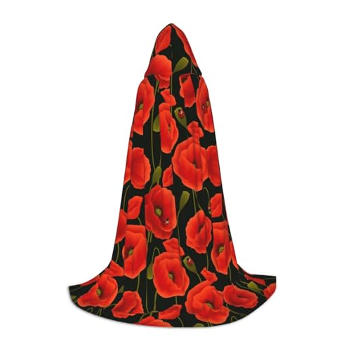 SKKNT Mohnblumen-Druck, Halloween-Kapuzenumhang, volle Länge, Umhang mit Kapuze, für Damen und Herren, für Karneval SKKNT Mohnblumen-Druck, Halloween-Kapuzenumhang, volle Länge, Umhang mit Kapuze, für Damen und Herren, für Karneval von SKKNT
