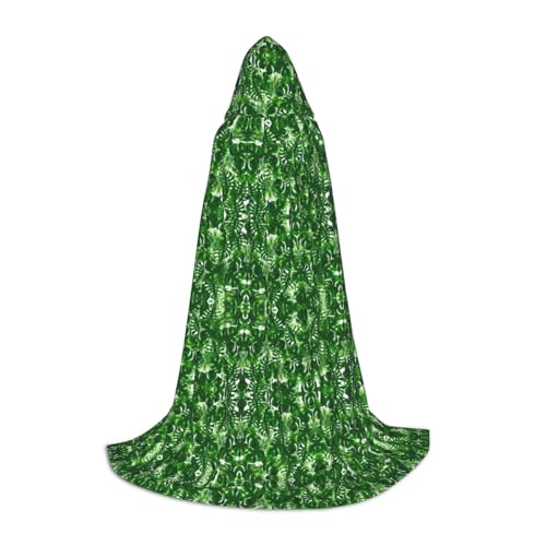 SKKNT Monstera Deliciosa Bananen-Palmendruck, Halloween-Kapuzenumhang, volle Länge, Umhang mit Kapuze, für Damen und Herren, für Karneval von SKKNT
