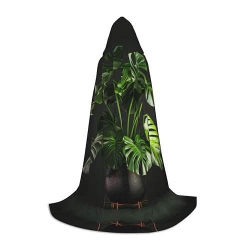 SKKNT Monstera Deliciosa Bananen-Palmendruck, Halloween-Kapuzenumhang, volle Länge, Umhang mit Kapuze, für Damen und Herren, für Karneval SKKNT Monstera Deliciosa Bananen-Palmendruck, Halloween-Kapuzenumhang, volle Länge, Umhang mit Kapuze, für Damen und Herren, für Karneval von SKKNT