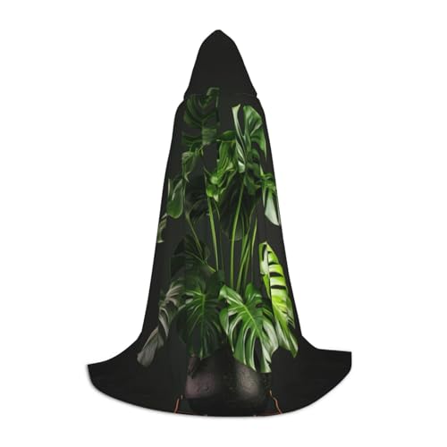 SKKNT Monstera Deliciosa Kapuzenumhang mit Bananen-Palmendruck, Unisex, verschiedene Zauberer-Robe, Halloween, Cosplay und Karneval, Gothic von SKKNT