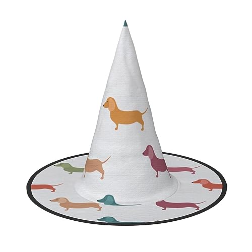SKKNT Niedlicher Dackel-Hunde-Druck, Kostüm, Partyhut, Karneval, Halloween, Hexenhut, faltbarer Hut für Themenveranstaltungen SKKNT Niedlicher Dackel-Hunde-Druck, Kostüm, Partyhut, Karneval, Halloween, Hexenhut, faltbarer Hut für Themenveranstaltungen von SKKNT