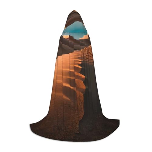 SKKNT Sand Dunes Print Halloween Kapuzenumhang voller Länge Umhang mit Kapuze für Damen und Herren für Karneval von SKKNT