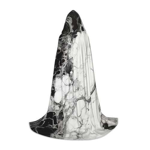 SKKNT Schwarz-weißer Marmor-Druck, Halloween-Umhang mit Kapuze, Umhang mit Kapuze, für Damen und Herren, für Karneval SKKNT Schwarz-weißer Marmor-Druck, Halloween-Umhang mit Kapuze, Umhang mit Kapuze, für Damen und Herren, für Karneval von SKKNT