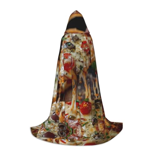 SKKNT Tasty Pizza Print Kapuzenumhang Unisex Variety Wizard Robe Halloween Cosplay und Karneval Gothic von SKKNT
