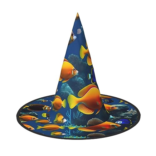 SKKNT The Underwater World Tropical Fish Print Kostüm Party Hut Karneval Halloween Hexenhut Faltbarer Hut für Themen-Event SKKNT The Underwater World Tropical Fish Print Kostüm Party Hut Karneval Halloween Hexenhut Faltbarer Hut für Themen-Event von SKKNT