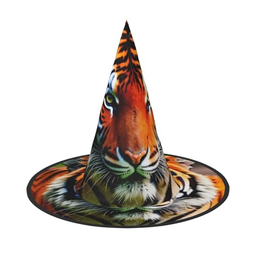 SKKNT Tiger Streifen Orange Muster Druck Kostüm Party Hut Karneval Halloween Hexenhut Faltbarer Hut für Themen-Event von SKKNT