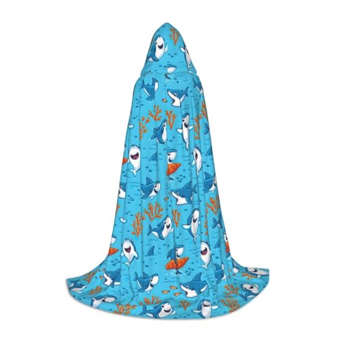 SKKNT Umhang mit Kapuze, Motiv: Undersea Whale Print, Halloween, voller Länge, Umhang mit Kapuze, für Damen und Herren, für Karneval von SKKNT