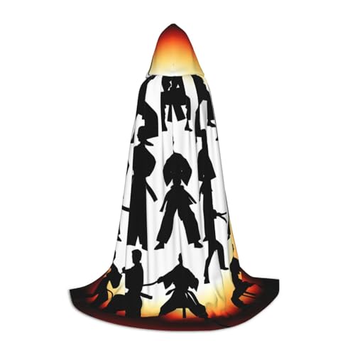 SKKNT Umhang mit Kapuze, Silhouetten von Kampfdruck, Unisex, verschiedene Zauberer-Robe, Halloween, Cosplay und Karneval, Gothic von SKKNT