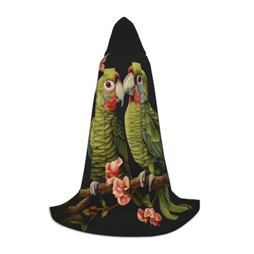 SKKNT Umhang mit Kapuze für Paare, Papageien, Olivendruck, Unisex, verschiedene Zauberer-Robe, Halloween, Cosplay und Karneval, Gothic von SKKNT