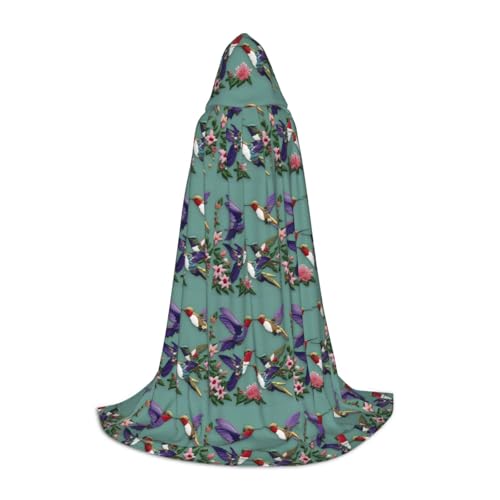 SKKNT Umhang mit Kapuze in voller Länge mit Kolibris und Blumenstickereien, für Damen und Herren, für Karneval SKKNT Umhang mit Kapuze in voller Länge mit Kolibris und Blumenstickereien, für Damen und Herren, für Karneval von SKKNT