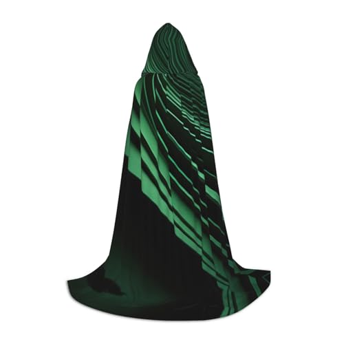SKKNT Umhang mit Kapuze und Kurvendruck, Unisex, verschiedene Zauberer-Robe, Halloween, Cosplay und Karneval, Gothic, Grün von SKKNT