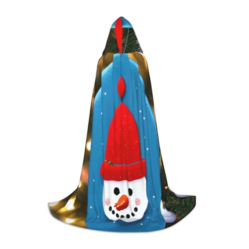 SKKNT Umhang mit Kapuze und Schneemann-Druck, Unisex, verschiedene Zauberer-Robe, Halloween, Cosplay und Karneval, Gothic von SKKNT
