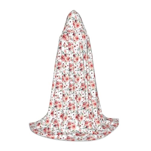 SKKNT Umhang mit blühender Rose und Blumen, Halloween, mit Kapuze, Umhang mit Kapuze, für Damen und Herren, für Karneval von SKKNT