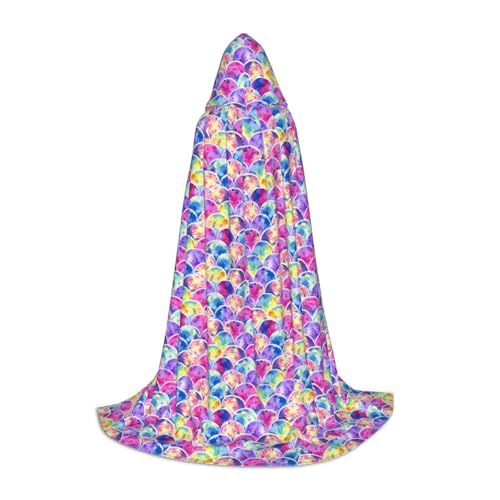 SKKNT Wunderschöner Regenbogenfarben, Meerjungfrauen-Druck, Halloween-Kapuzenumhang mit Kapuze, für Damen und Herren, für Karneval von SKKNT