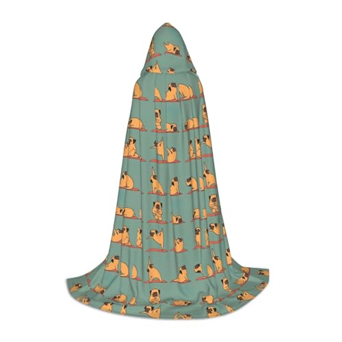 SKKNT Yoga-Mops-Aufdruck, Halloween-Kapuzenumhang, volle Länge, Umhang mit Kapuze, für Damen und Herren, für Karneval SKKNT Yoga-Mops-Aufdruck, Halloween-Kapuzenumhang, volle Länge, Umhang mit Kapuze, für Damen und Herren, für Karneval von SKKNT