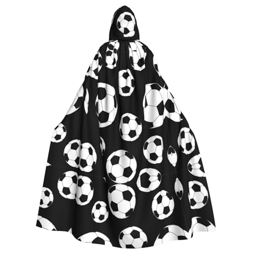 Schwarzer Fußball-Umhang mit Kapuze, belüftet, für Damen, Herren, Umhang für Halloween, Karneval und Motto-Partys Schwarzer Fußball-Umhang mit Kapuze, belüftet, für Damen, Herren, Umhang für Halloween, Karneval und Motto-Partys von SKKNT