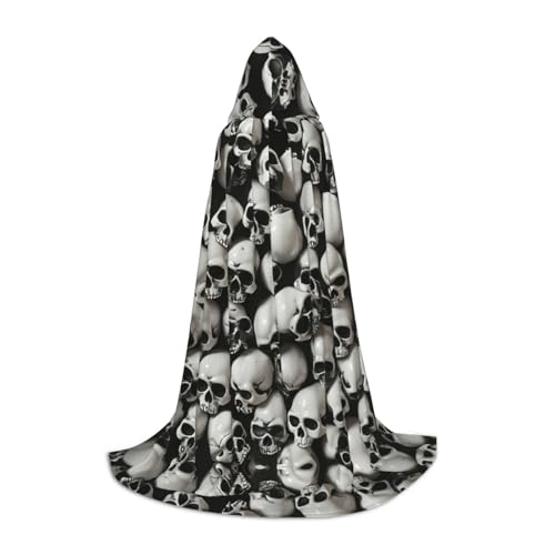 Schwarzer Totenkopf-Umhang mit Kapuze, Unisex, verschiedene Zauberer-Robe, Halloween, Cosplay und Karneval, Gothic von SKKNT