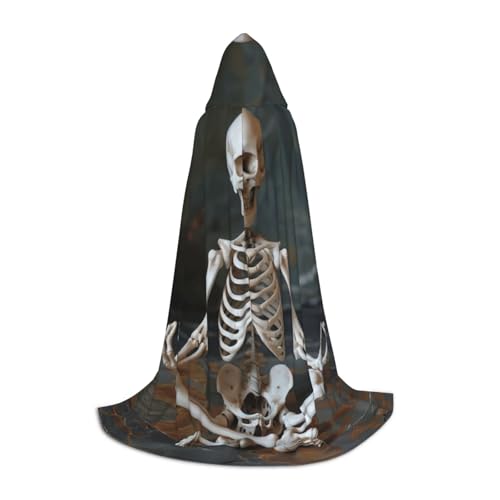 Skeletons Yoga Print Hooded Cloak Unisex Variety Wizard Robe Halloween Cosplay And Carnival Gothic von SKKNT