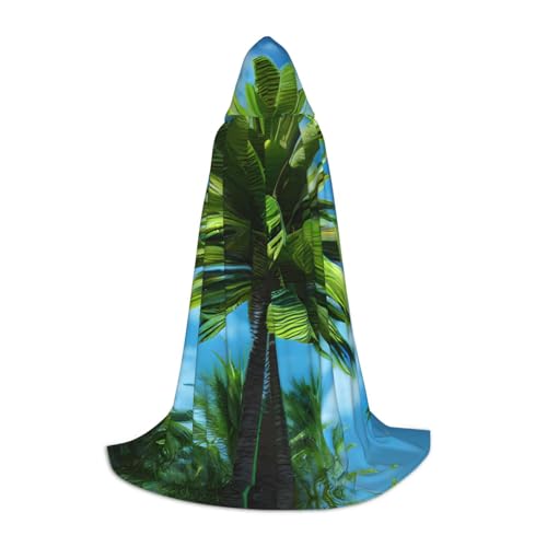 Sommerumhang mit Palmen-Druck, Halloween-Kapuzenumhang, volle Länge, Umhang mit Kapuze, für Damen und Herren, für Karneval Sommerumhang mit Palmen-Druck, Halloween-Kapuzenumhang, volle Länge, Umhang mit Kapuze, für Damen und Herren, für Karneval von SKKNT