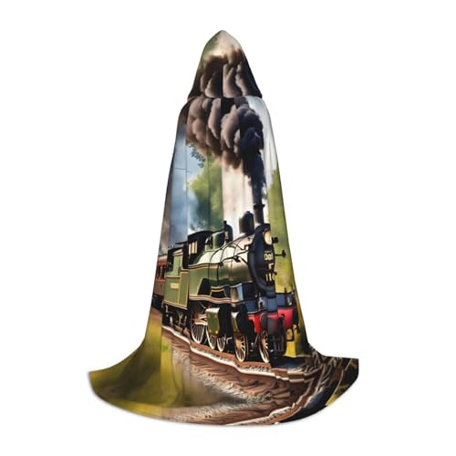 Steam Little Train Print Halloween Kapuzenumhang voller Länge Umhang mit Kapuze für Damen und Herren für Karneval Steam Little Train Print Halloween Kapuzenumhang voller Länge Umhang mit Kapuze für Damen und Herren für Karneval von SKKNT
