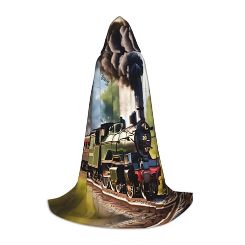 Steam Little Train Print Halloween Kapuzenumhang voller Länge Umhang mit Kapuze für Damen und Herren für Karneval Steam Little Train Print Halloween Kapuzenumhang voller Länge Umhang mit Kapuze für Damen und Herren für Karneval von SKKNT