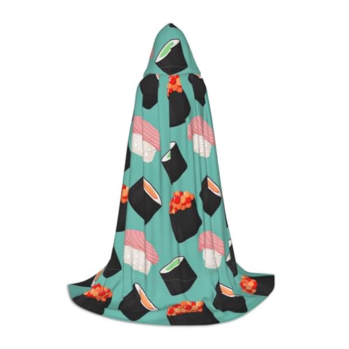 Sushi Food Pattern1 Print Halloween Kapuzenumhang voller Länge Umhang mit Kapuze für Damen und Herren für Karneval von SKKNT