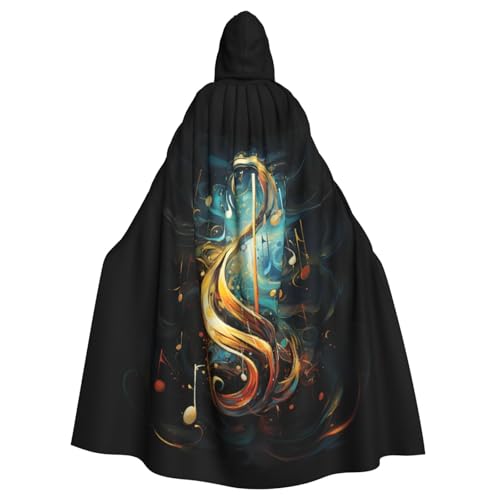 Umhang mit Musik-Symbol-Druck, belüfteter Kapuzenumhang für Damen und Herren, Umhang für Halloween, Karneval und Motto-Partys Umhang mit Musik-Symbol-Druck, belüfteter Kapuzenumhang für Damen und Herren, Umhang für Halloween, Karneval und Motto-Partys von SKKNT