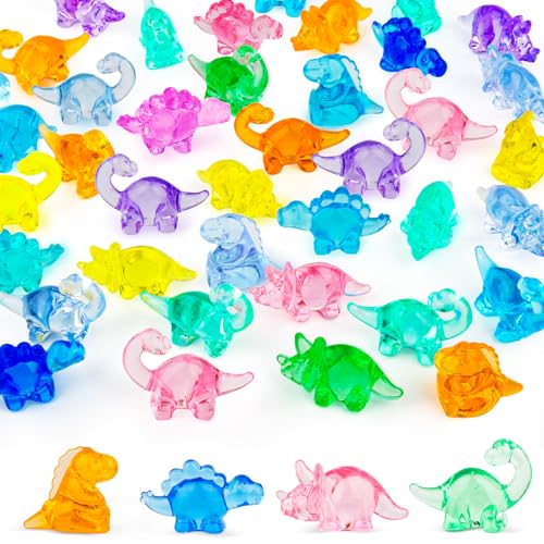 SKOOLOVE 50 Stück Mini Dinosaurier Figuren, Mini Harz Tiere zum Verstecken, Schatzkiste Spielzeug, Bulk Plastik Dinosaurier Party Gastgeschenke, kleine Klassenzimmer Preise, für Kinder, Vase Füller von SKOOLOVE