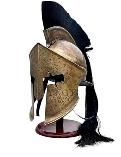 SKYNOTCH Mittelalter 300 Spartaner Helm Kampfschaden | 300 König Leonidas Helm | Spartanerkrieger Kostüm | Halloween Kostüm | Geschenkartikel, siehe abbildung, Erwachsene von SKYNOTCH