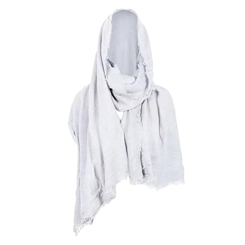Halloween Kapuzenmantel Cape Männer Frauen Vintage Renaissance Mittelalterliche Ritter Cape Rave Party Kostüm Cape für Erwachsene (White, One Size) von SKZZVI