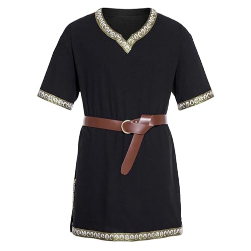 SKZZVI Retro Fancy Dress Up Kleidung für Herren Halloween Kostüm Mittelalterliche Renaissance Templer Tunika (Black, M) von SKZZVI