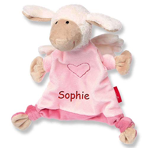 Sigikid Schmusetuch Schutzengel rosa mit Namen Bestickt Baby Geschenk zur Geburt Schnuffeltuch von SL-Store GbR & Sigikid