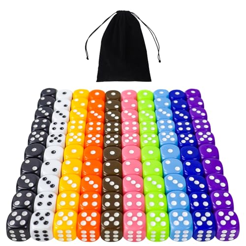 100 Stück 16MM 6 Seitige Würfel Set Sechsseitiger Würfel undurchsichtige Acrylwürfel für Brettspiele DND, MTG, RPG 100 Stück 16MM 6 Seitige Würfel Set Sechsseitiger Würfel undurchsichtige Acrylwürfel für Brettspiele DND, MTG, RPG von SLAKOZYT