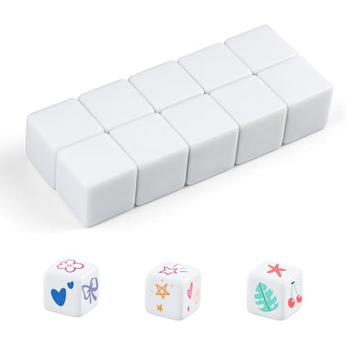 Weiß Gerundetes Leeres Sechs,Blankowürfel 6-Seitiger Spielwürfel Blanko Würfelset Groß für Würfel-Unterricht Lernen, Basteln, DIY, Zahlen, Verursachte Sesources Spiel (10pcs-25mm) von SLAKOZYT
